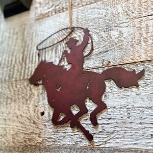 Rustic Cowboy Hanging Metal Wall Art - Small
